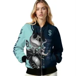 seattle kraken spooky grin blue bomber jacket best selling