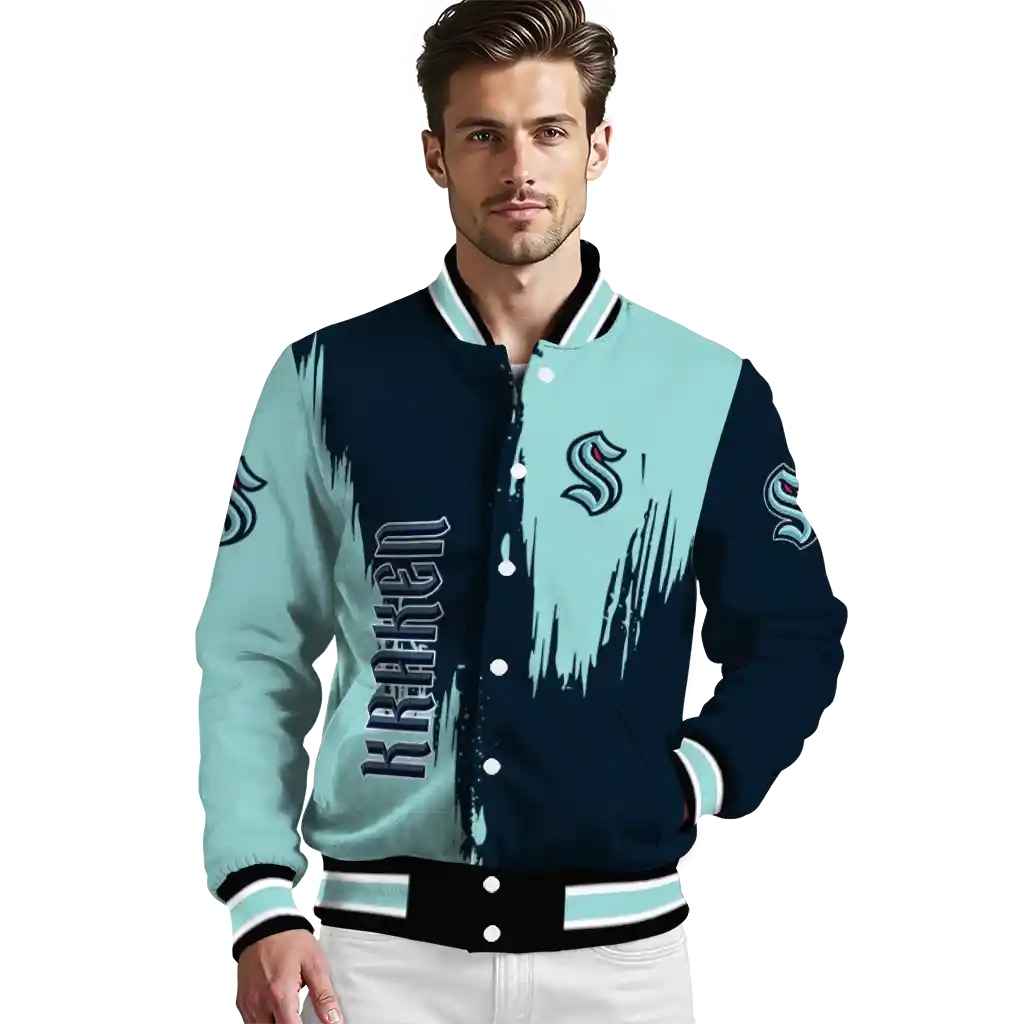 seattle kraken urban mark blue varsity jacket high quality seattle kraken urban mark blue varsity jacket high quality