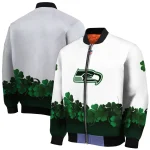 seattle seahawks clovers design white green bomber jacket best selling