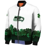 seattle seahawks clovers design white green bomber jacket best selling