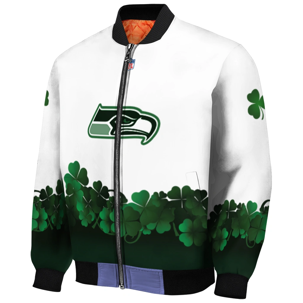 seattle seahawks clovers design white green bomber jacket fashion forward seattle seahawks clovers design white green bomber jacket fashion forward