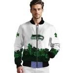 seattle seahawks clovers design white green bomber jacket best selling