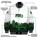 seattle seahawks clovers design white green varsity jacket best selling