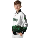 seattle seahawks clovers design white green varsity jacket best selling