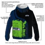 seattle seahawks hexagon paint blue black windbreaker jacket best selling