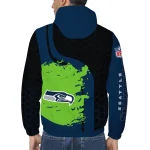 seattle seahawks hexagon paint blue black windbreaker jacket best selling