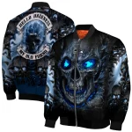 seattle seahawks inferno skull blue black bomber jacket best selling