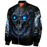 seattle seahawks inferno skull blue black bomber jacket best selling