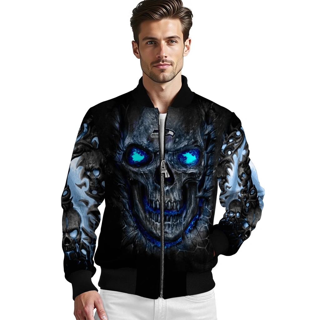 seattle seahawks inferno skull blue black bomber jacket high quality seattle seahawks inferno skull blue black bomber jacket high quality