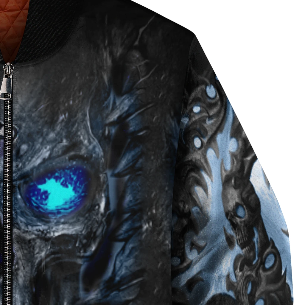seattle seahawks inferno skull blue black bomber jacket premium grade seattle seahawks inferno skull blue black bomber jacket premium grade