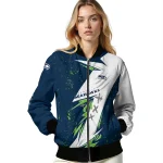 seattle seahawks ripped bolt blue white bomber jacket best selling