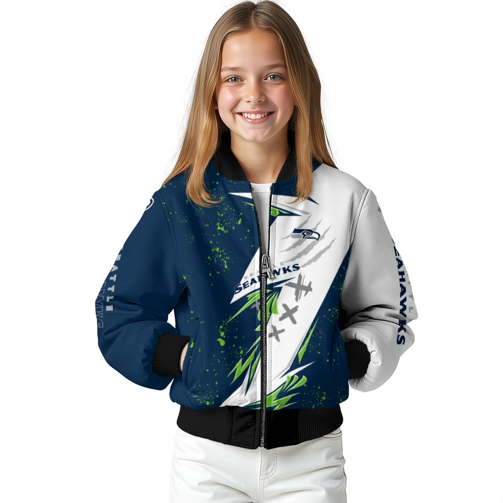 seattle seahawks ripped bolt blue white bomber jacket top rated seattle seahawks ripped bolt blue white bomber jacket top rated