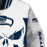 seattle seahawks skull outline blue white varsity jacket best selling