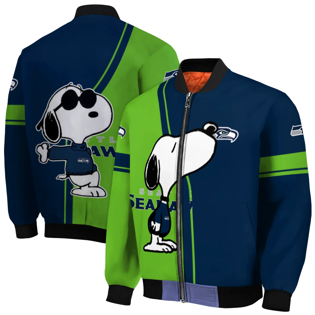 seattle seahawks snoopy attitude blue bomber jacket best selling seattle seahawks snoopy attitude blue bomber jacket best selling