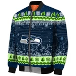 seattle seahawks snowy pines blue bomber jacket best selling