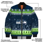 seattle seahawks snowy pines blue bomber jacket best selling