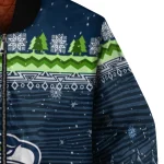 seattle seahawks snowy pines blue bomber jacket best selling
