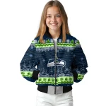 seattle seahawks snowy pines blue bomber jacket best selling