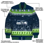 seattle seahawks snowy pines blue varsity jacket best selling