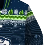 seattle seahawks snowy pines blue varsity jacket best selling