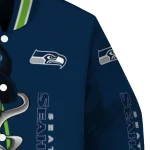 seattle seahawks spooky grin blue varsity jacket best selling