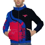 smu mustangs grid streak blue black windbreaker jacket best selling
