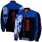 smu mustangs intricate skull blue black bomber jacket best selling
