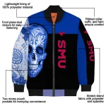 smu mustangs intricate skull blue black bomber jacket best selling