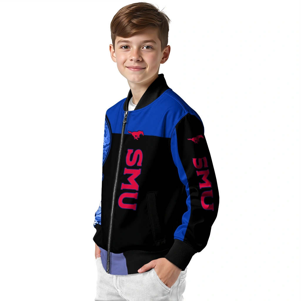 smu mustangs intricate skull blue black bomber jacket trendy smu mustangs intricate skull blue black bomber jacket trendy