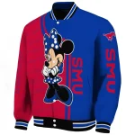 smu mustangs minnie mouse blue varsity jacket best selling