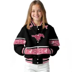 smu mustangs pink ribbon black pink varsity jacket best selling