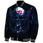 smu mustangs skull bite blue black varsity jacket best selling