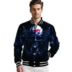 smu mustangs skull bite blue black varsity jacket best selling