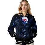 smu mustangs skull bite blue black varsity jacket best selling