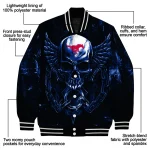 smu mustangs skull bite blue black varsity jacket best selling