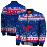 smu mustangs snowy pines blue bomber jacket best selling
