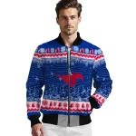 smu mustangs snowy pines blue bomber jacket best selling