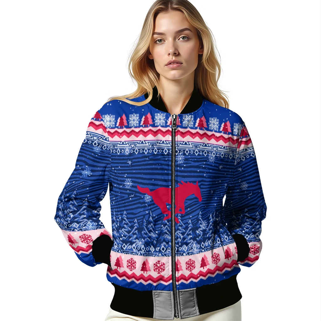 smu mustangs snowy pines blue bomber jacket latest model smu mustangs snowy pines blue bomber jacket latest model