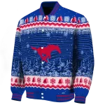 smu mustangs snowy pines blue varsity jacket best selling