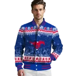 smu mustangs snowy pines blue varsity jacket best selling