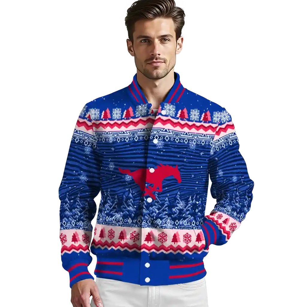 smu mustangs snowy pines blue varsity jacket high quality smu mustangs snowy pines blue varsity jacket high quality