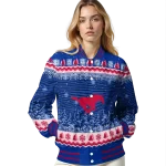 smu mustangs snowy pines blue varsity jacket best selling