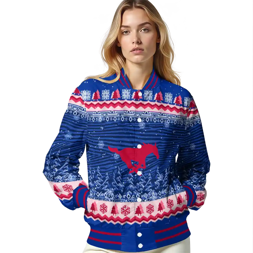 smu mustangs snowy pines blue varsity jacket latest model smu mustangs snowy pines blue varsity jacket latest model