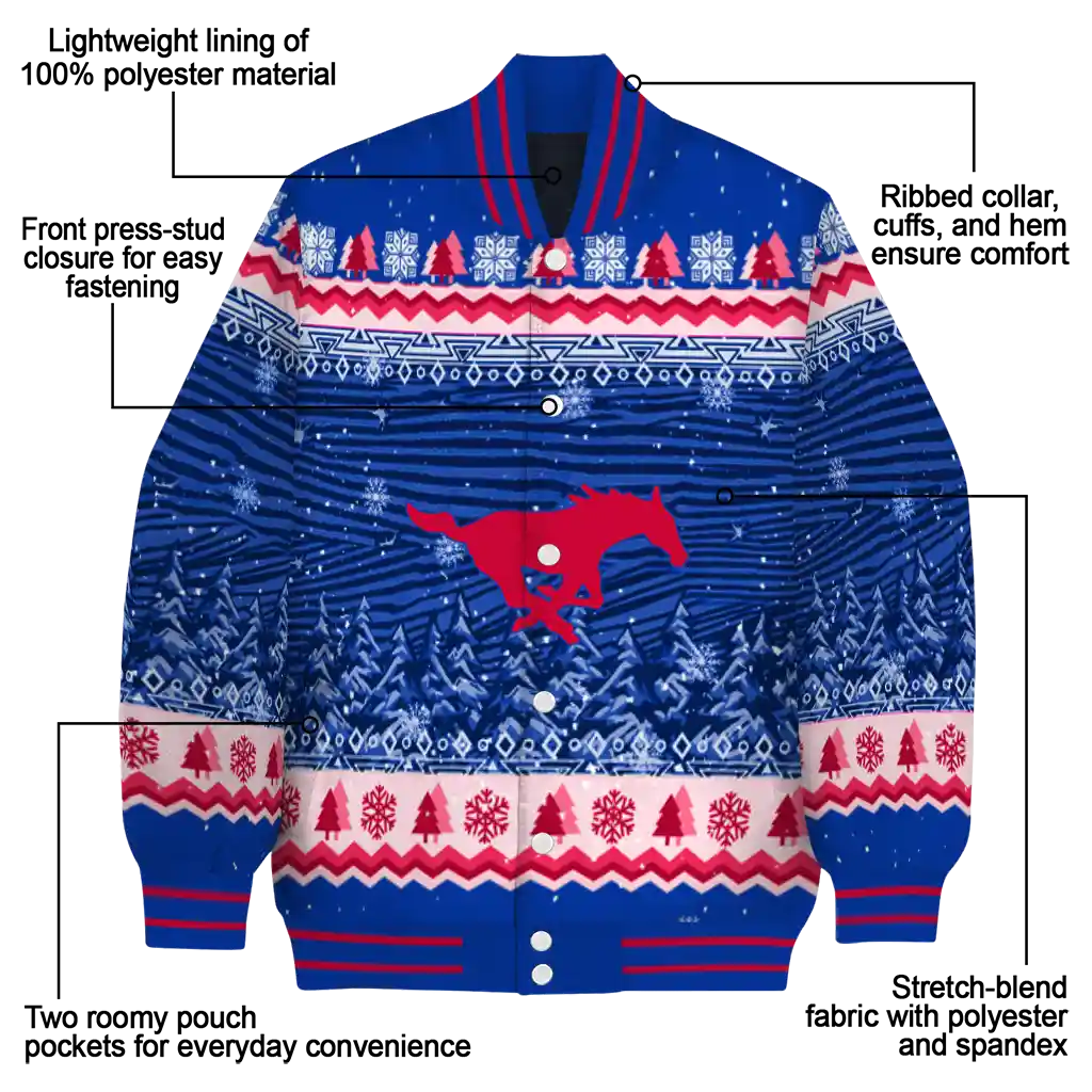 smu mustangs snowy pines blue varsity jacket new arrival smu mustangs snowy pines blue varsity jacket new arrival