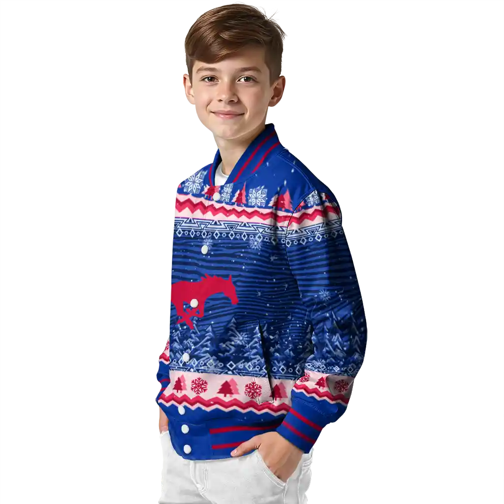 smu mustangs snowy pines blue varsity jacket trendy smu mustangs snowy pines blue varsity jacket trendy