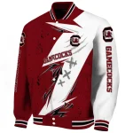 south carolina gamecocks ripped bolt garnet white varsity jacket best selling