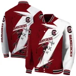 south carolina gamecocks ripped bolt garnet white varsity jacket best selling