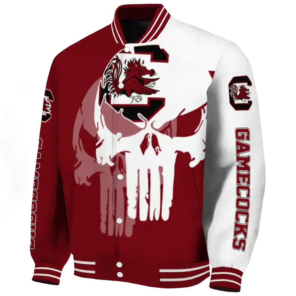 south carolina gamecocks skull outline garnet white varsity jacket best selling south carolina gamecocks skull outline garnet white varsity jacket best selling