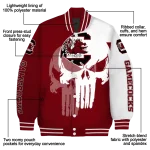 south carolina gamecocks skull outline garnet white varsity jacket best selling