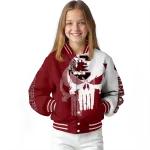 south carolina gamecocks skull outline garnet white varsity jacket best selling